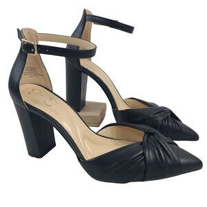 NEW Jessica Simpson Nireida Black Pointed Toe Heels With Ankle Strap Size 6